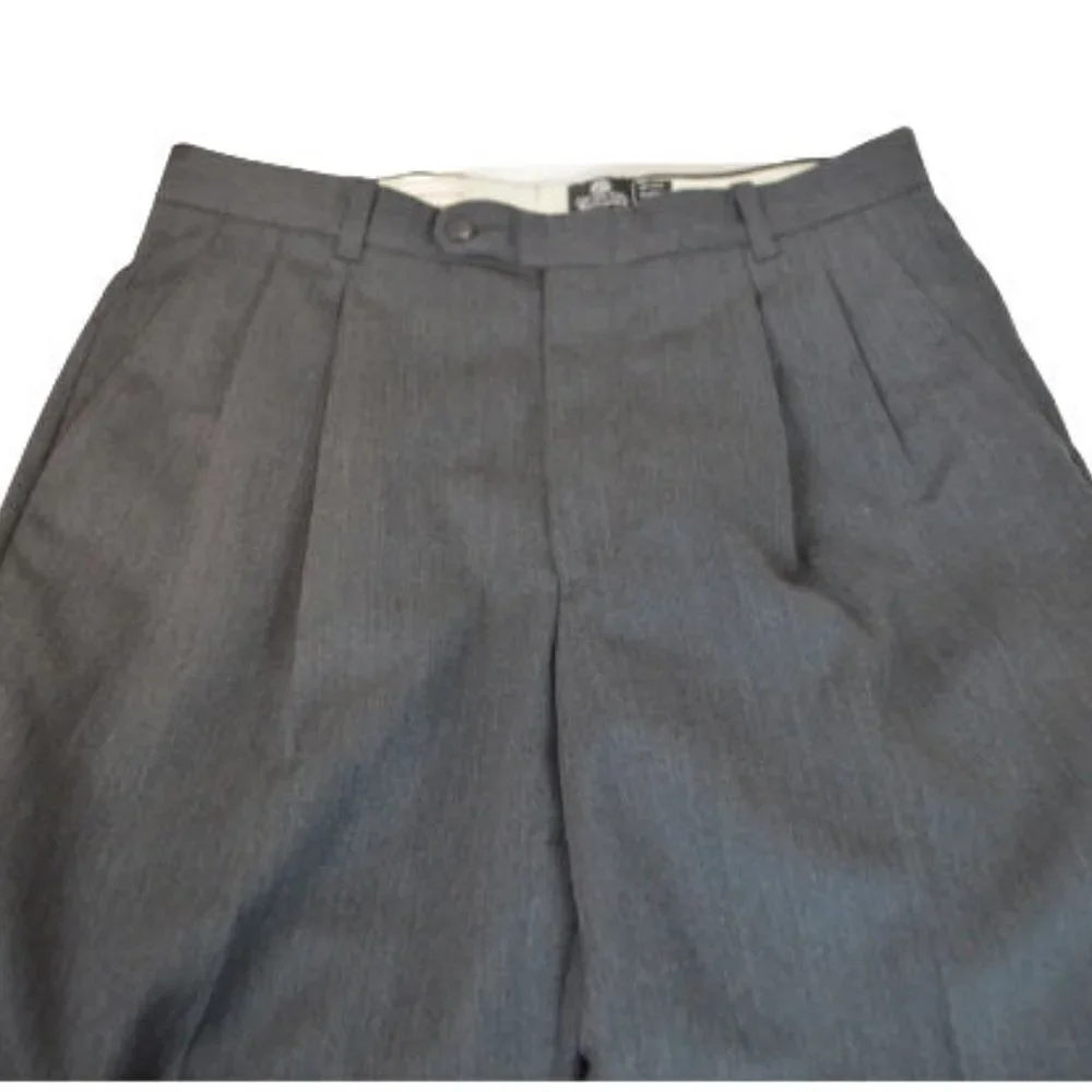 RIVIERA Dress Pants Gray 100% Wool Pleated Pants